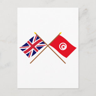 UK und Tunesien - Grenzflaggen Postkarte