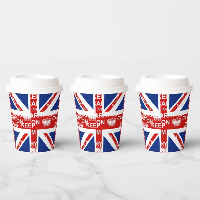 UK Union Jack Behalt Calm Pappbecher (Multi)