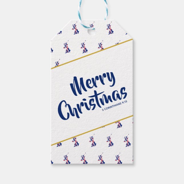 UK UNION JACK Custom Merry Christmas Scripture Geschenkanhänger (Vorderseite)