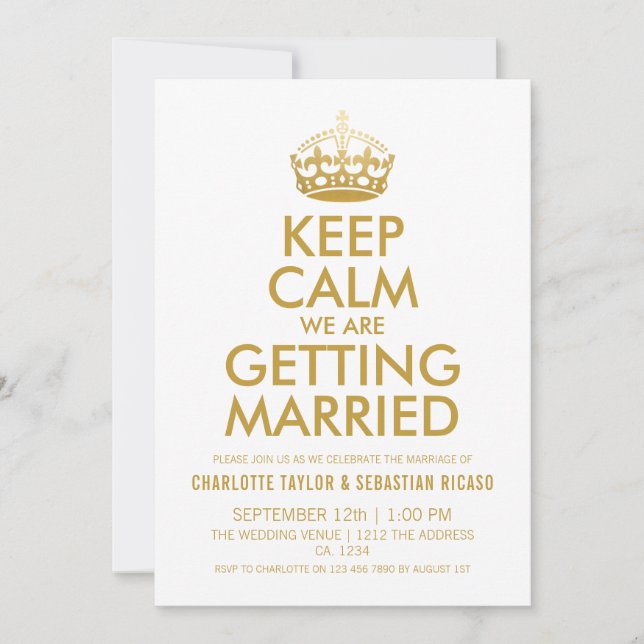 UK Union Jack Wedding Britain Gold Crown Ankündigung (Vorderseite)