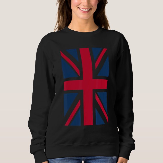 UK Women Men Cool Vertical British Union Jack Fla Sweatshirt (Vorderseite)