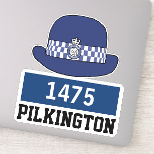 UK Women Police Constable Hat mit Name & Nummer Aufkleber