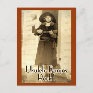 Uke Banjos Rock Postcard Postkarte