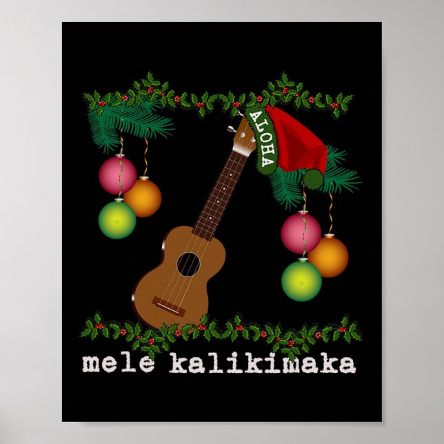 Uke Mele Kalikimaka Ukulele Weihnachtslieder Aloha Poster (Vorne)
