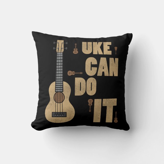 Ukelele Wortspiel Uke kann es tun lustiger Kissen (Vorderseite)