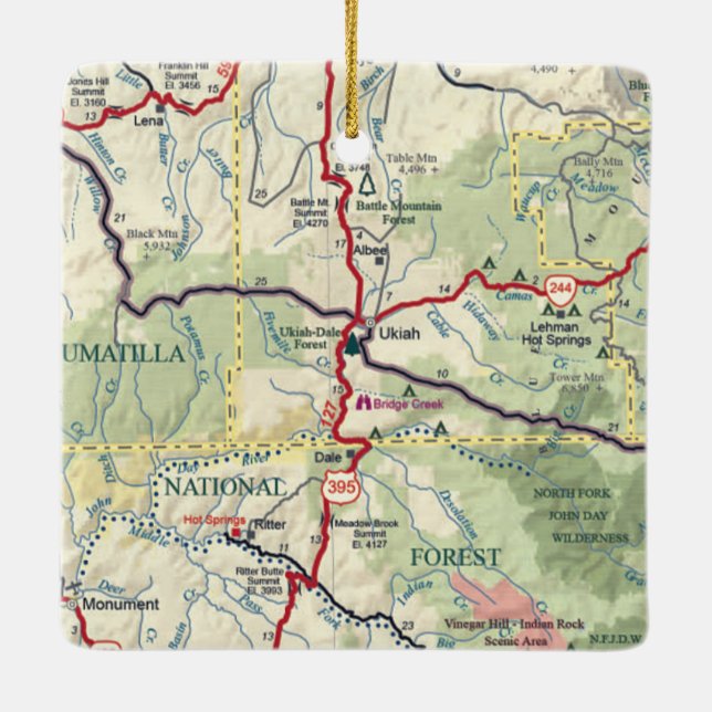 Ukiah OR Map Keramikornament (Rückseite)