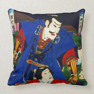 Ukiyo-e alte japanische Malerei eines Samurais Kissen