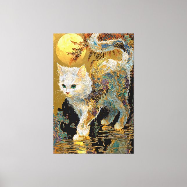 Ukiyo-e Cat | Japanische Holzblockkunst Leinwanddruck (Vorderseite)