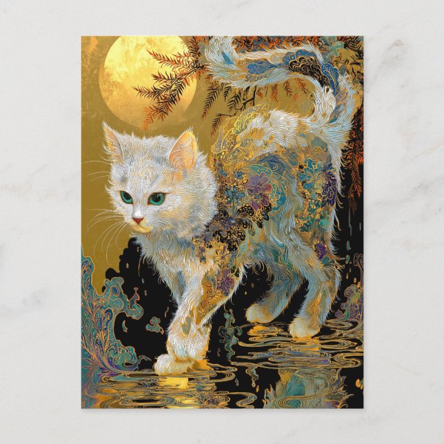 Ukiyo-e Cat | Japanische Holzblockkunst Postkarte (Vorderseite)