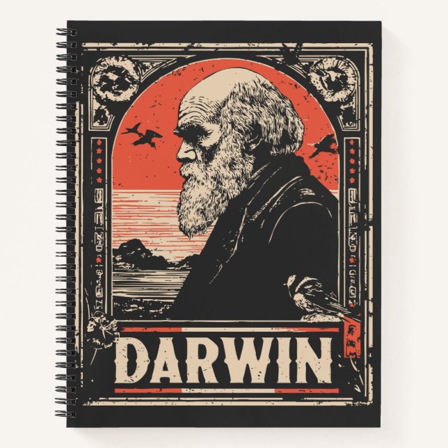 Ukiyo-e Darwin | Evolution Theory Portrait Notizbuch (Vorderseite)
