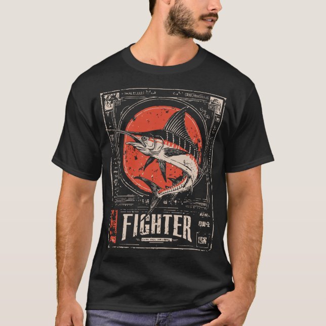 Ukiyo-e-Fighter Schwertfisch | Warrior Fish Portra T-Shirt (Vorderseite)