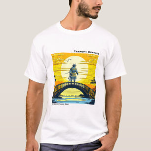 Ukiyo-e gelb-schwarzer Holzschnitt Natur T-Shirt