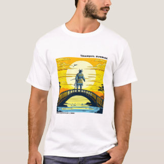 Ukiyo-e gelb-schwarzer Holzschnitt Natur T-Shirt