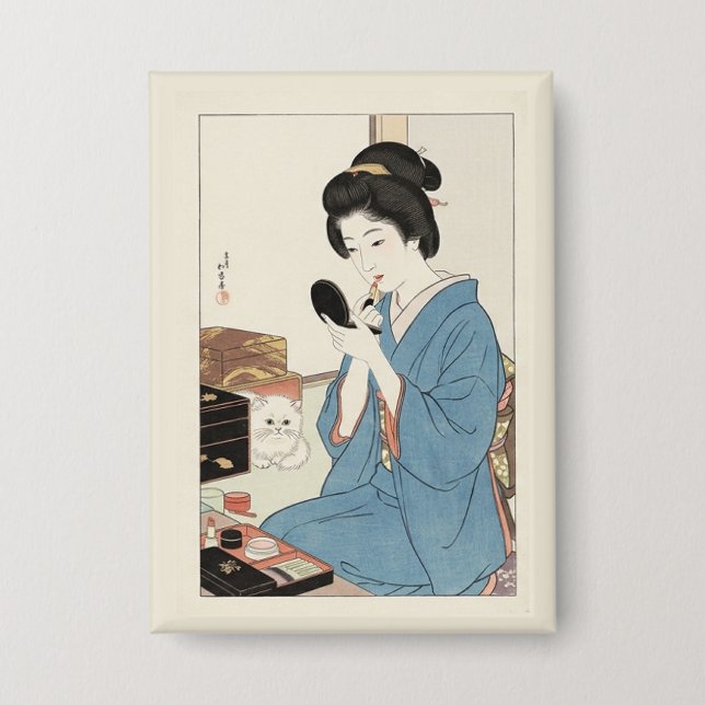 Ukiyo-e Inspiriert – Dramatisches JAPAN Button (Vorderseite)