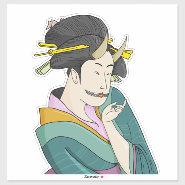 Ukiyo-e japanische Demon Oni Geisha Sticker (Blatt)