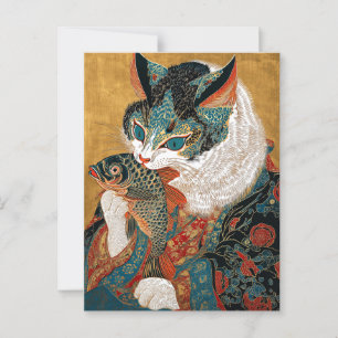 Ukiyo-e Katze   Japanische Kunst Postkarte