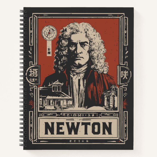 Ukiyo-e Newton | Wissenschaftliches Genius-Portrai Notizbuch (Vorderseite)
