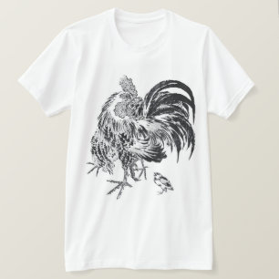 Ukiyo-e Niwatori japanischer Hahn durch Toyohiro T-Shirt