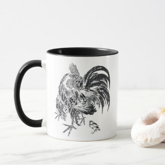 Ukiyo-e Niwatori japanischer Hahn durch Toyohiro Tasse