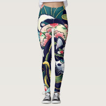 Ukiyo-e Punk city KIMONO Cats Leggings-THE  其の参