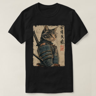 Ukiyo-E Samurai Cat Japanese Artwork T-Shirt
