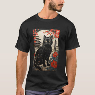 Ukiyo-e Schwarze Katze - Japanischer Holzblock-Sti T-Shirt