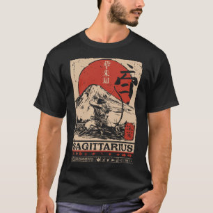 Ukiyo-e Style Sagittarius Zodiac   Red Sun Archer T-Shirt
