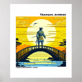 Ukiyo-e yellow and black woodblock nature poster