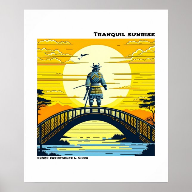 Ukiyo-e yellow and black woodblock nature poster (Vorne)