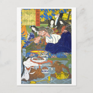 ukiyoe - 和漢百物語 Nr.08 - 酒呑童子 - Postkarte