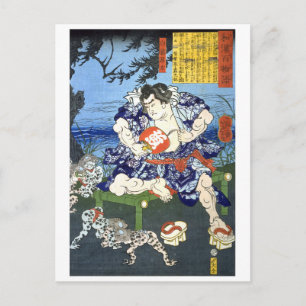 ukiyoe - 和漢百物語 Nr.11 - 白藤源太 - Postkarte