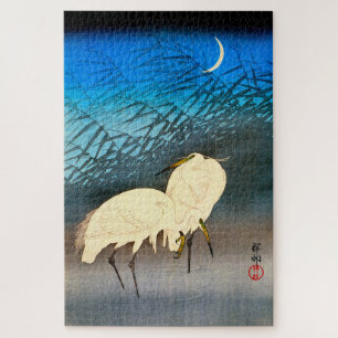Ukiyoe - Egrets and Reeds in Mondlicht