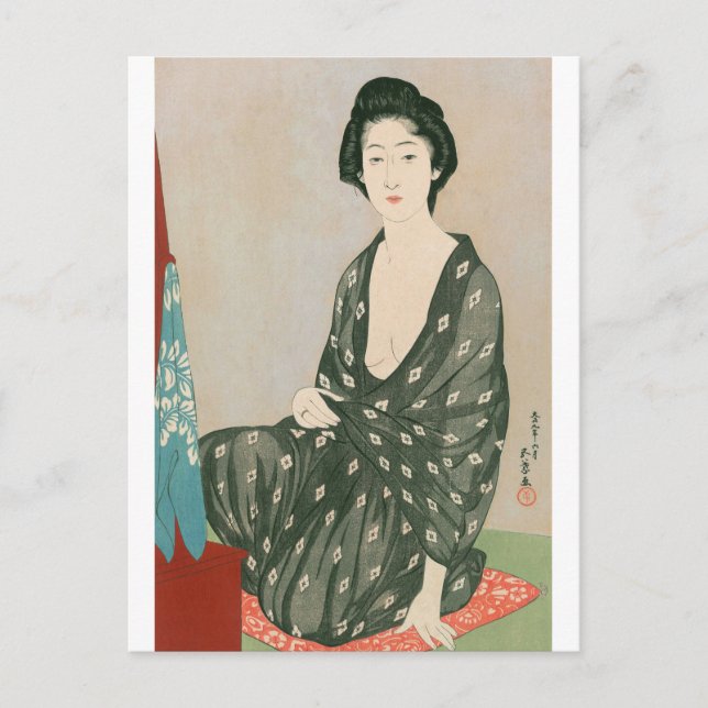 Ukiyoe [Goyo] Frau in Sommerkleidung Postkarte (Vorderseite)