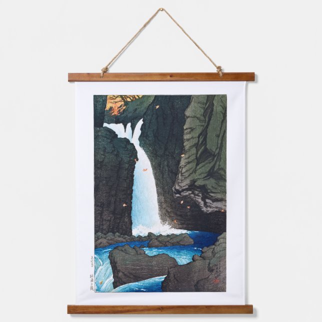 ukiyoe [hasui] C14 Yūhi Wasserfall bei Shiobara Wandteppich Mit Holzrahmen (Vorderseite)