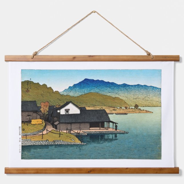ukiyoe [hasui] C15 Lake Kugushi, Wakasa Wandteppich Mit Holzrahmen (Vorne)