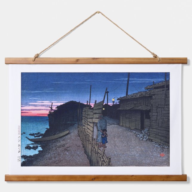 ukiyoe [hasui] C23 Aikawa-machi auf Sado Island Wandteppich Mit Holzrahmen (Vorne)