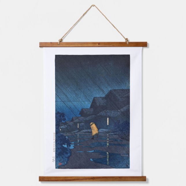 ukiyoe [hasui] C24 Abend Dusche, Teradomari Wandteppich Mit Holzrahmen (Vorderseite)
