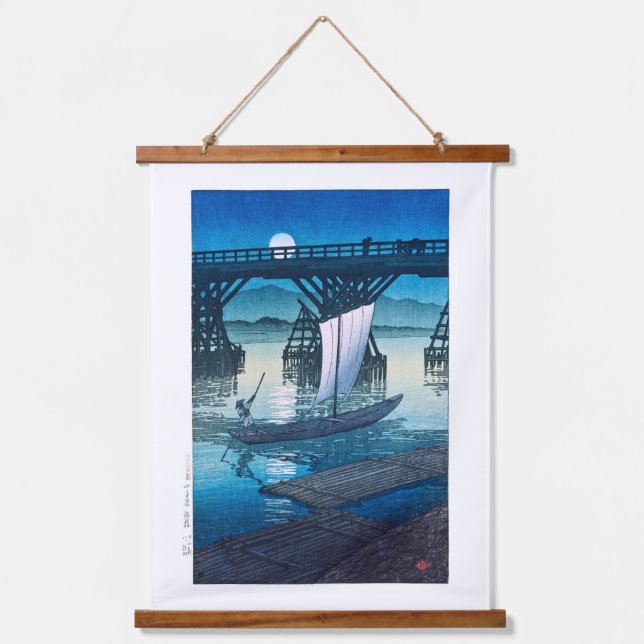 ukiyoe [hasui] C25 Asahi Bridge, Ojiya Wandteppich Mit Holzrahmen (Vorderseite)