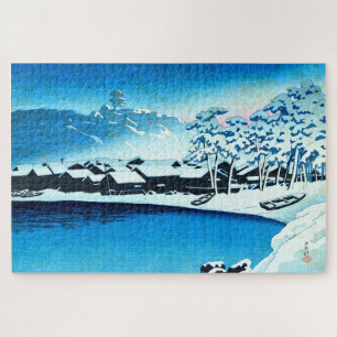 ukiyoe [hasui] C28 Dämmerschnee im Hafen von Ogi