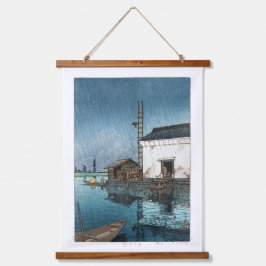 Ukiyoe - Hasui - m02 - Ushibori im Regen - Wandteppich Mit Holzrahmen