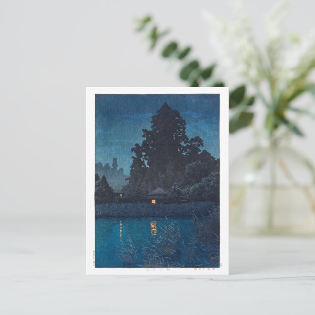 ukiyoe - Hasui - m03 - Omiya im Regen - Postkarte (Stehend Vorderseite)