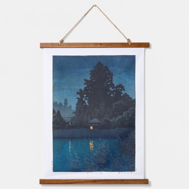 ukiyoe - Hasui - m03 - Omiya im Regen - Wandteppich Mit Holzrahmen (Vorderseite)