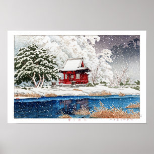 ukiyoe - hasui - m06 - Schnee am Schrein Eingang - Poster