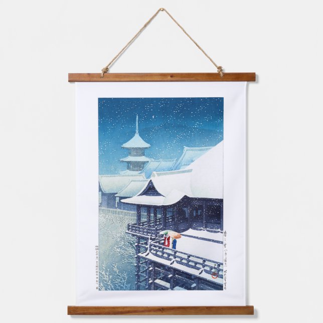 ukiyoe - Hasui - m07 - Frühjahrsschnee - Wandteppich Mit Holzrahmen (Vorderseite)