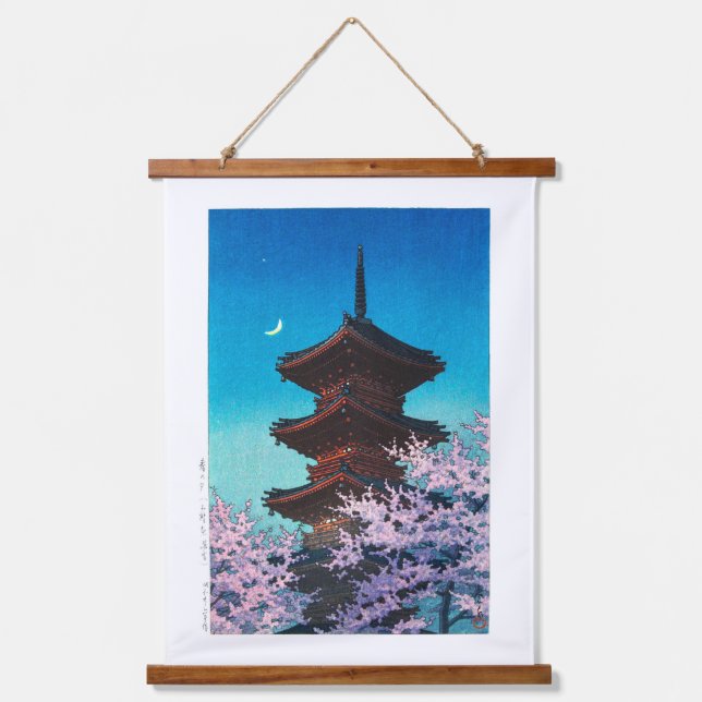 ukiyoe - Hasui - m08 - Frühjahrs-Abend - Wandteppich Mit Holzrahmen (Vorderseite)
