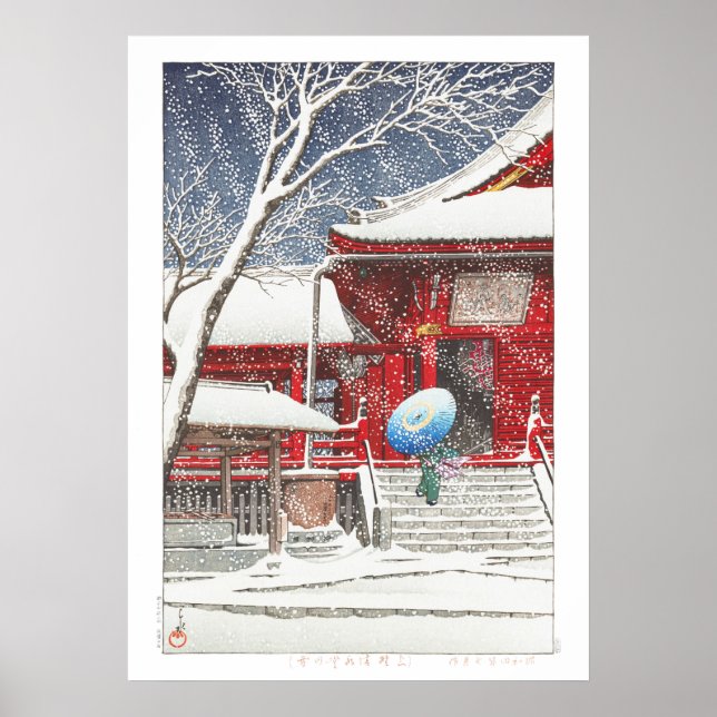 ukiyoe - Hasui - m09 - Schnee bei Ueno Kiyomizudo  Poster (Vorne)