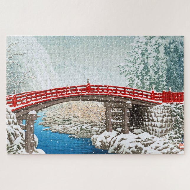 ukiyoe - Hasui - m12 - Schnee an der Shinkyo Bridg (Horizontal)