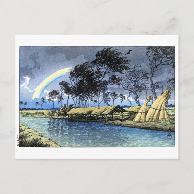 ukiyoe hasui n02 Hatta, Kaga und Herbst Regenbogen Postkarte (Vorderseite)