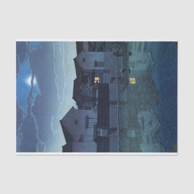 ukiyoe hasui n07 Matsue, Izumo (hazy moon) Seidenpapier (Vorderseite)