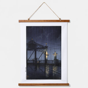 ukiyoe hasui n13 Shin Ohashi Bridge Wandteppich Mit Holzrahmen